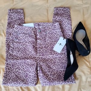 NWT Pink/Purple Leopard Print 7 For All Mankind Jeans